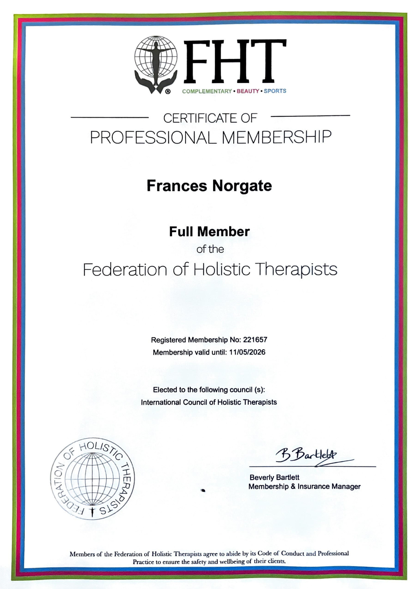 FHT Certificate